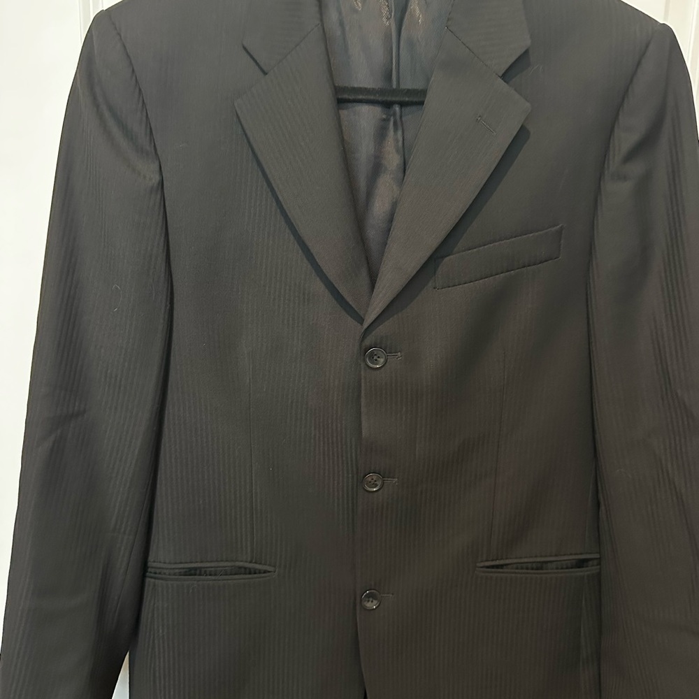 Bachrach Men’s Black Suit Jacket with Stripe Detail